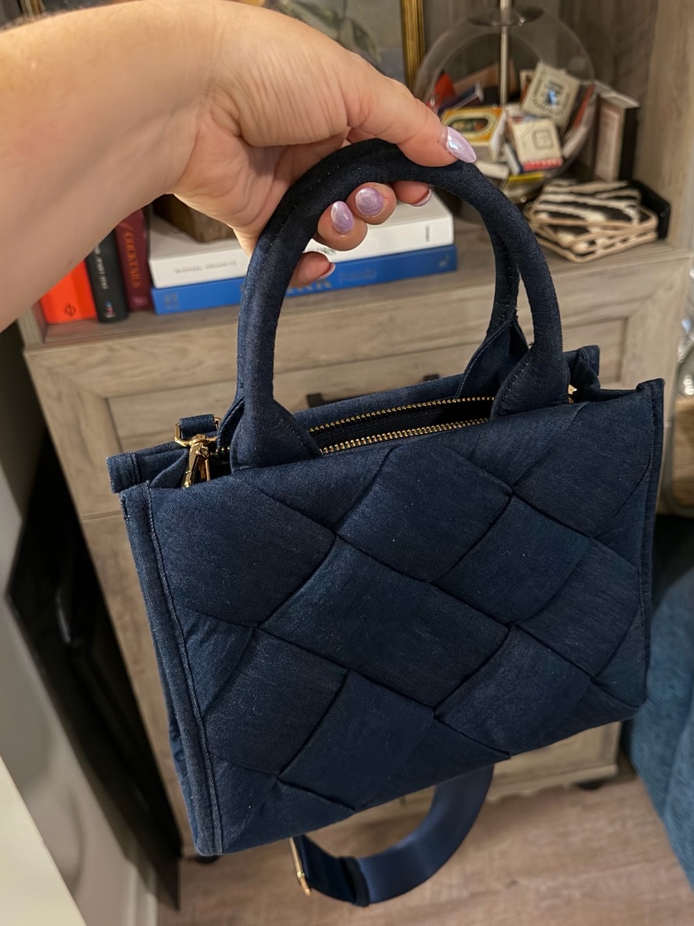 a new day Navy Woven Top-Handle Tote